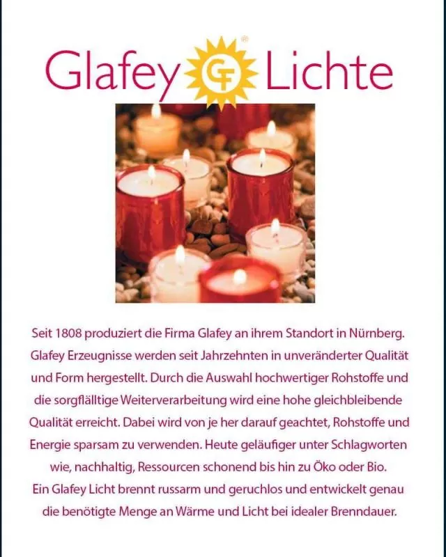 12 Glafey-Teelichte 38 mm Ø ca. 8 Stunden Brenndauer