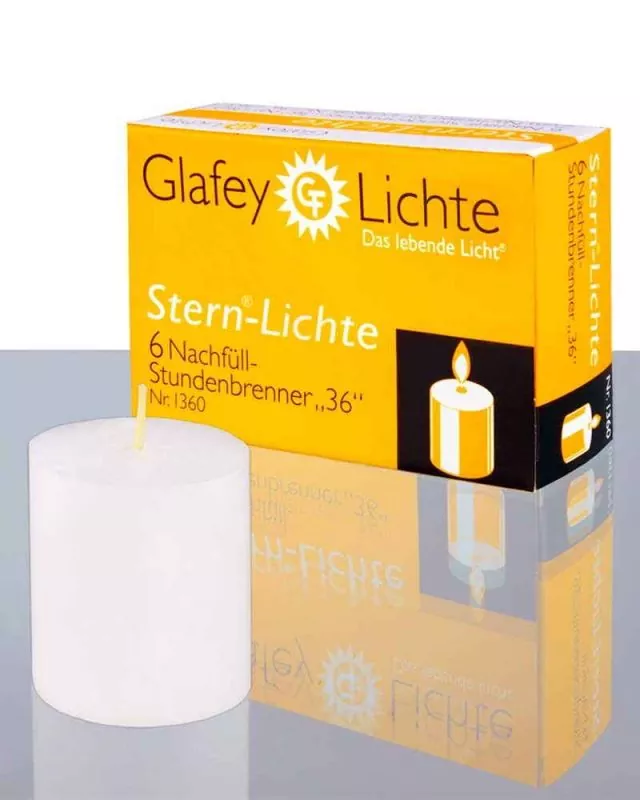6 Glafey Sternlichte XXL Teelichter 36 Stunden 6 Glafey Sternlichte XXL Teelichter 36 Stunden