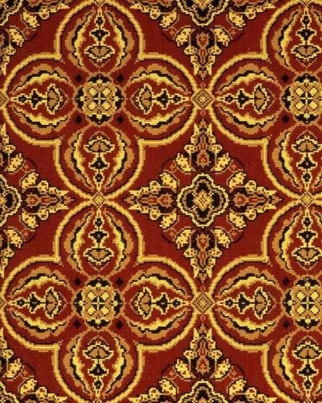 Teppich Rosette rot/gold 100 % Schurwolle 75 x 78 cm