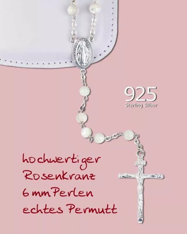 Rosenkranz Sterling Silber Perlmutt Perle 6 mm Ø