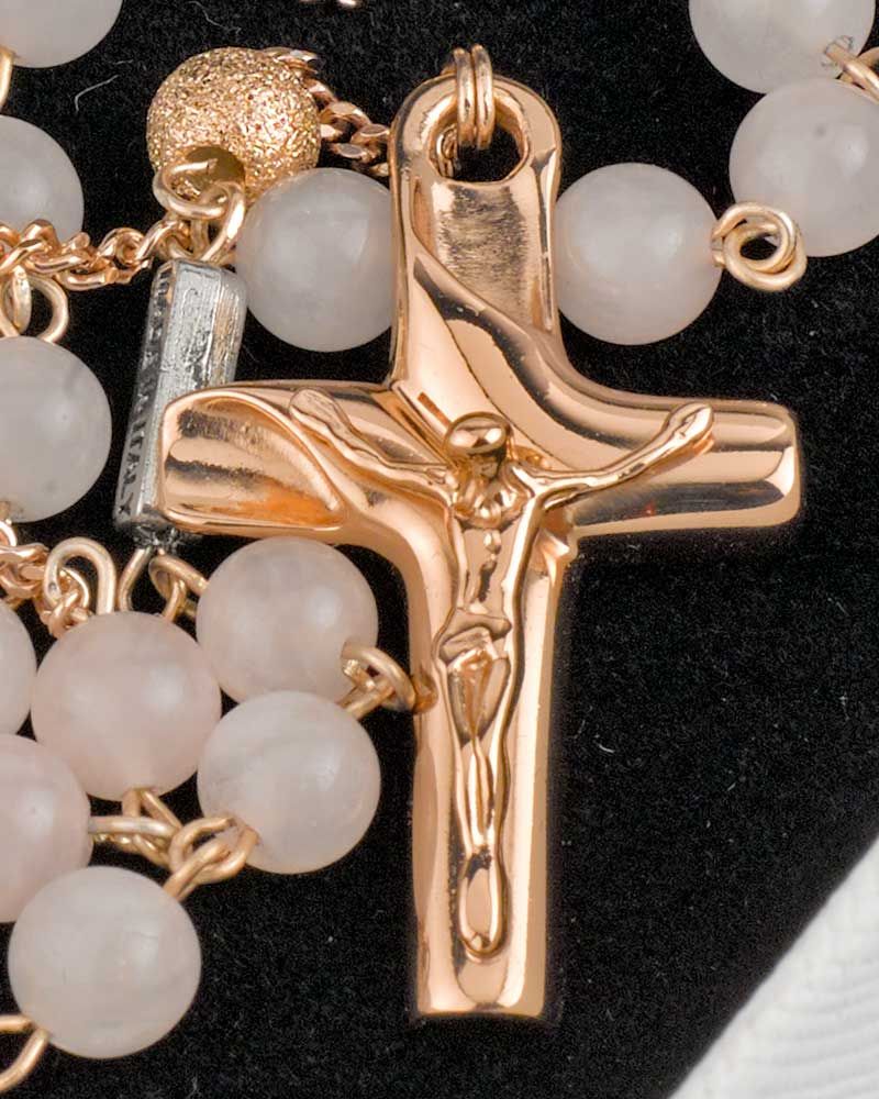 Rosenkranz  rose gold mit Rosenquarz 48 cm lang