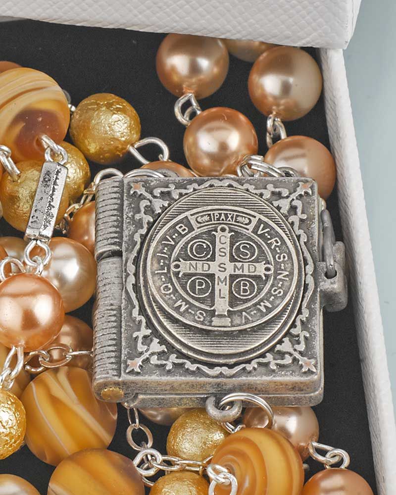 Rosenkranz St. Benedigt Bohemia Perlen 8 mm  Ø mit Buch