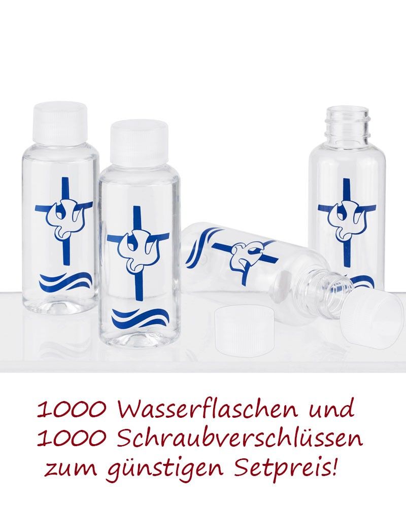 1000 Weihwasserflaschen 50ml, Siebruck blau