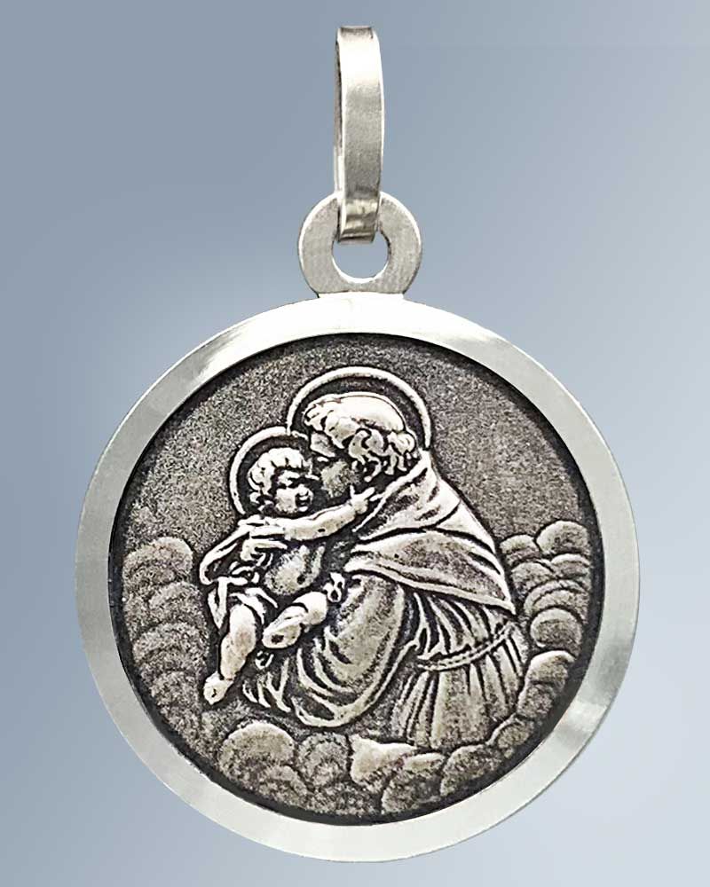 Medaille Hl. Antonius 16 mm Ø 925 Sterling Silber