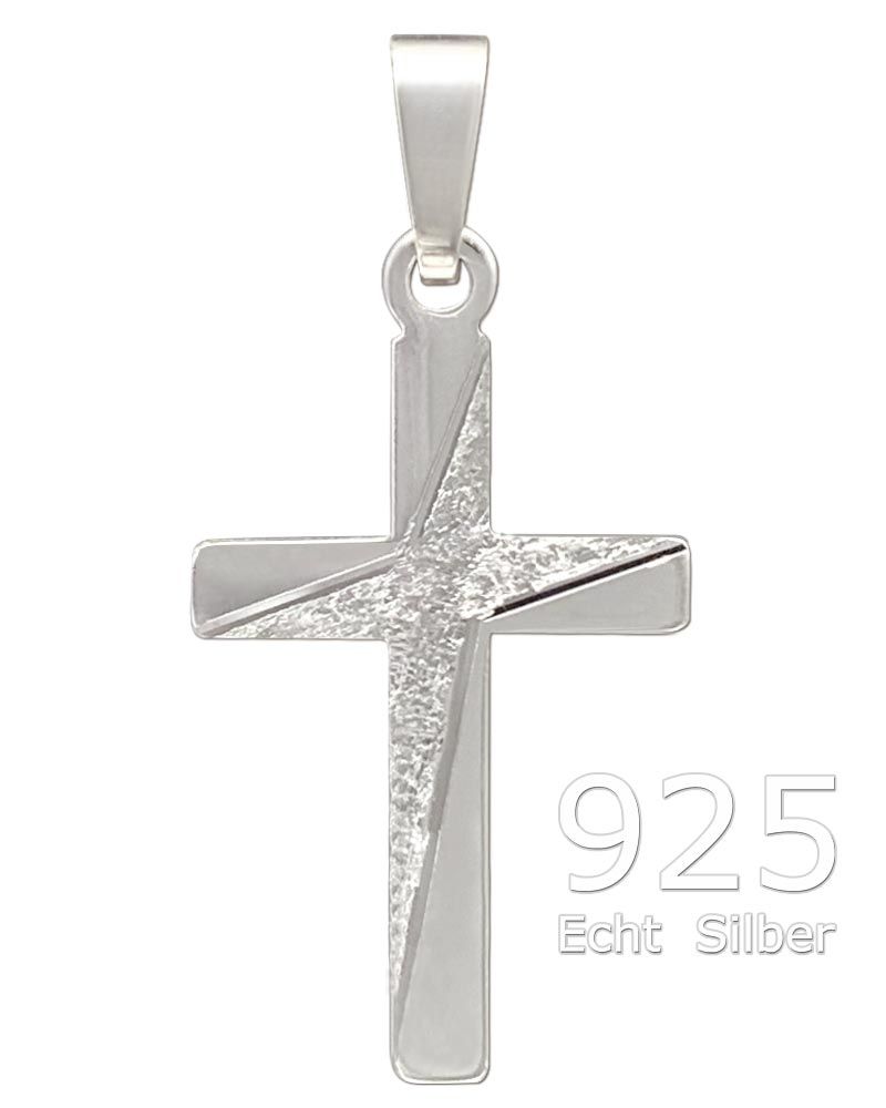 Kreuz Anhänger strukturiert 12 mm x 18 mm 925 Silber