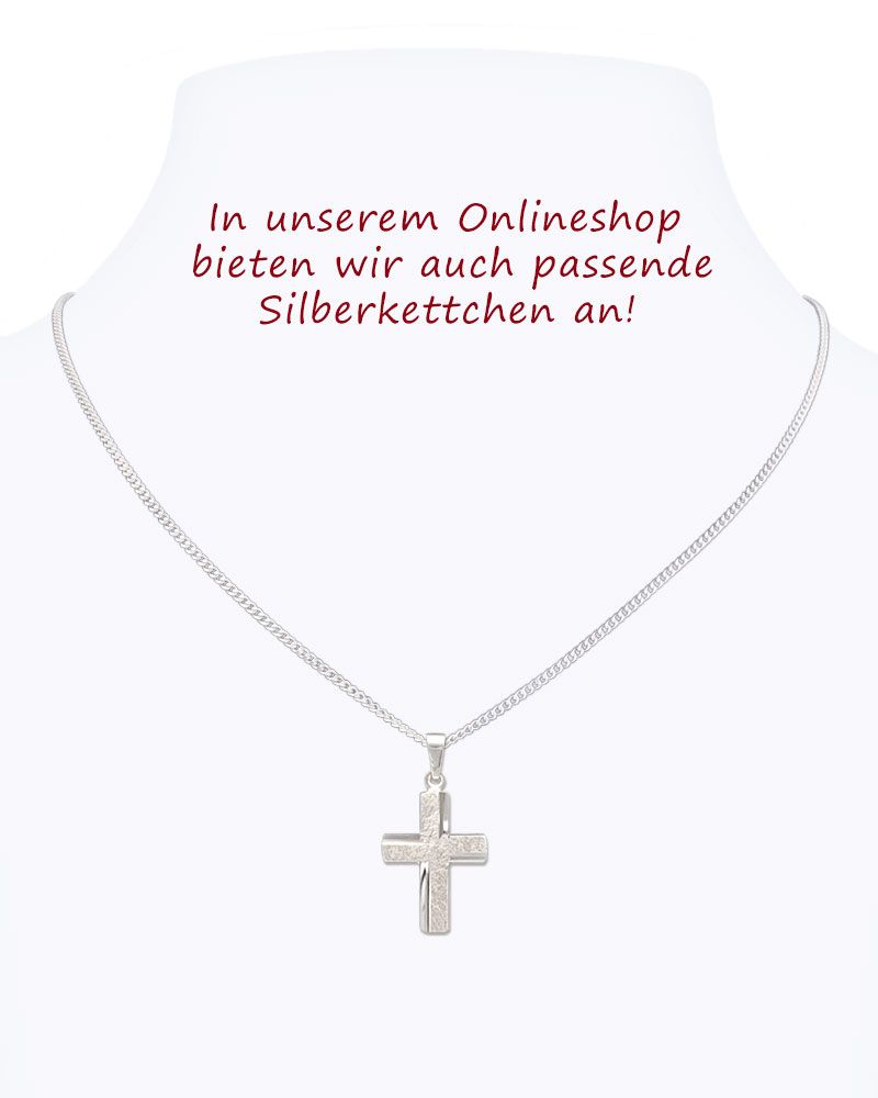 Kreuz Anhänger matt strukturiert 15 x 20 mm 925 Silber