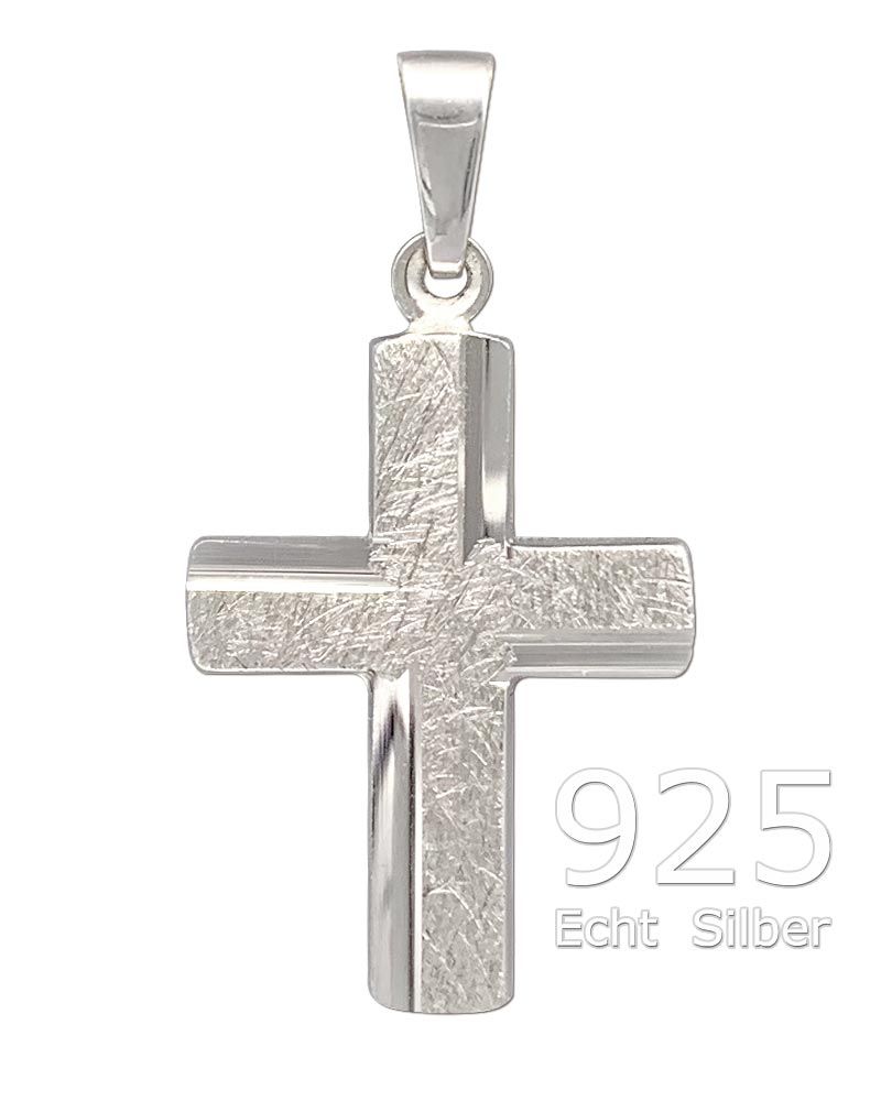 Kreuz Anhänger matt strukturiert 15 x 20 mm 925 Silber