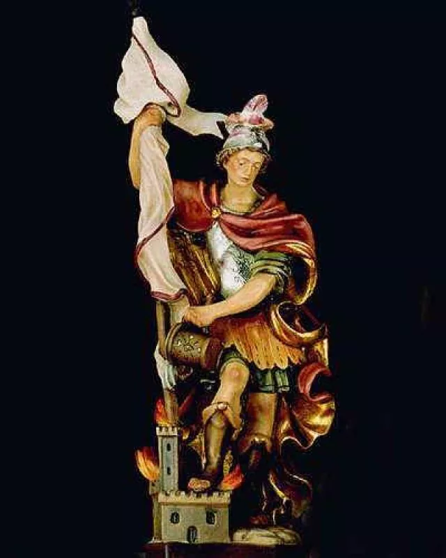 Heiligenfigur "Hl. Florian" mit Burg, 15 cm