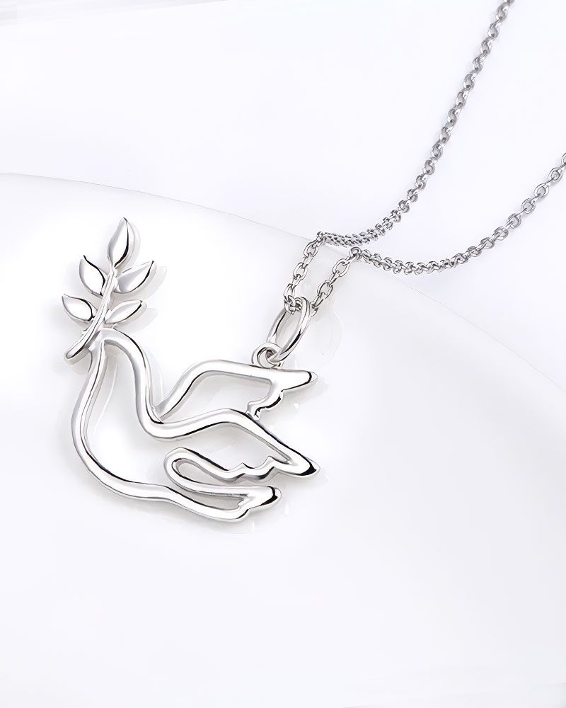 Kette mit Anhänger Taube 925 Sterling Silber 18 x 25 mm