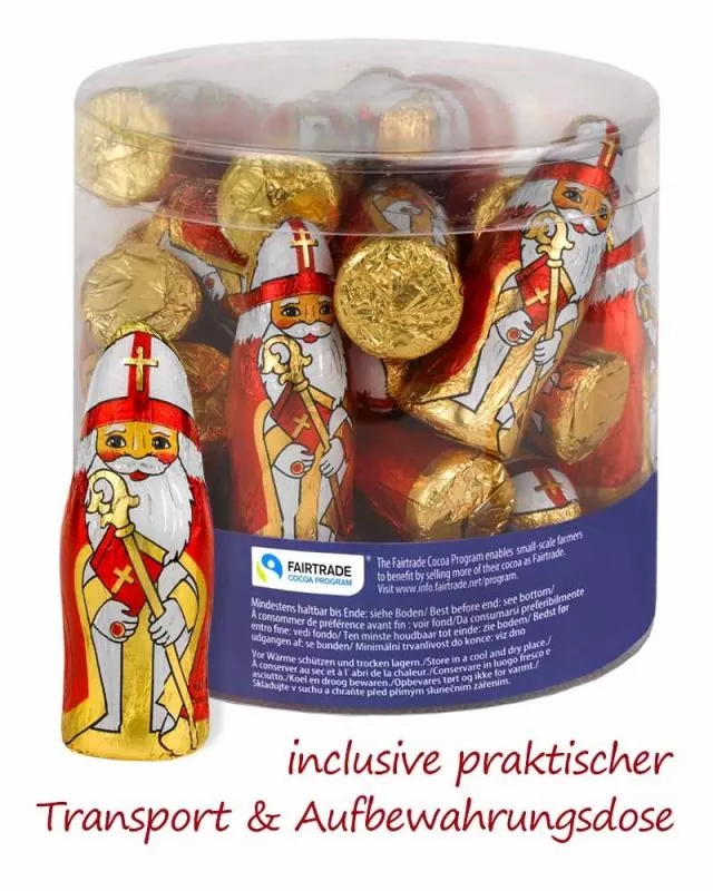 24 Stück Nikolaus 7 cm hoch aus leckerer Schokolade