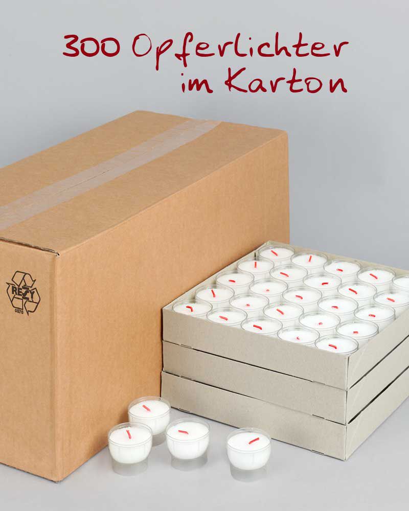 Opferkerzen weiß 47 mm Ø 300 Opferlichter 5 Stunden
