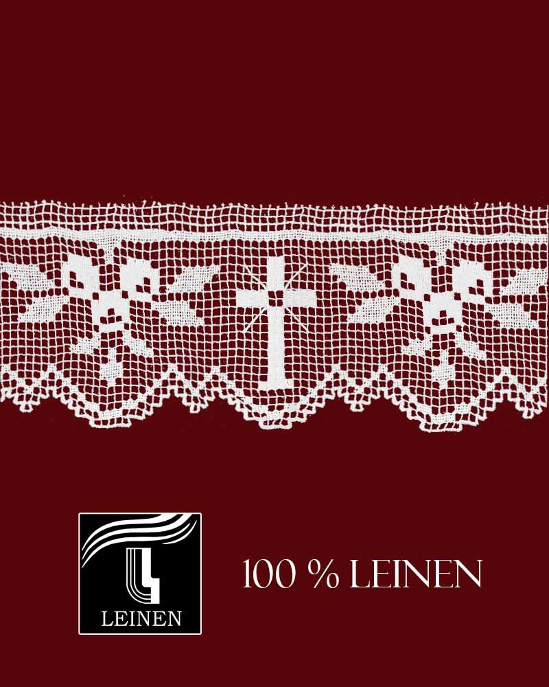 Filetspitze 12 cm breit Leinen Trauben & Kreuz