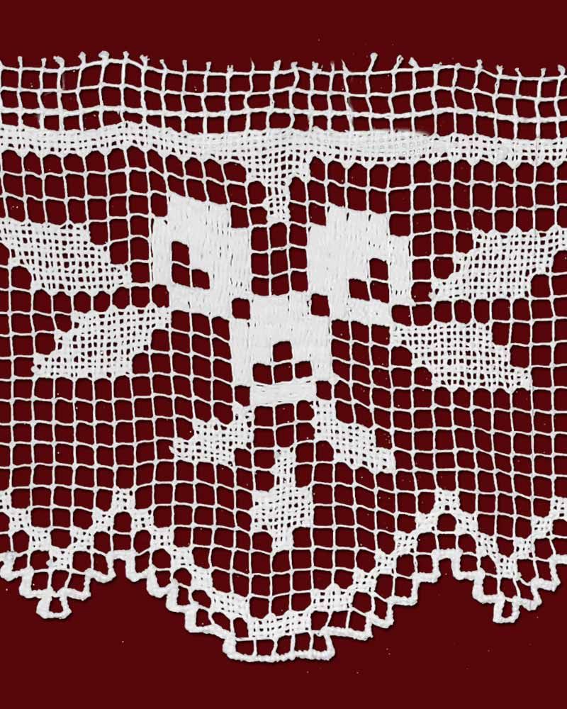 Filetspitze 12 cm breit Leinen Trauben & Kreuz