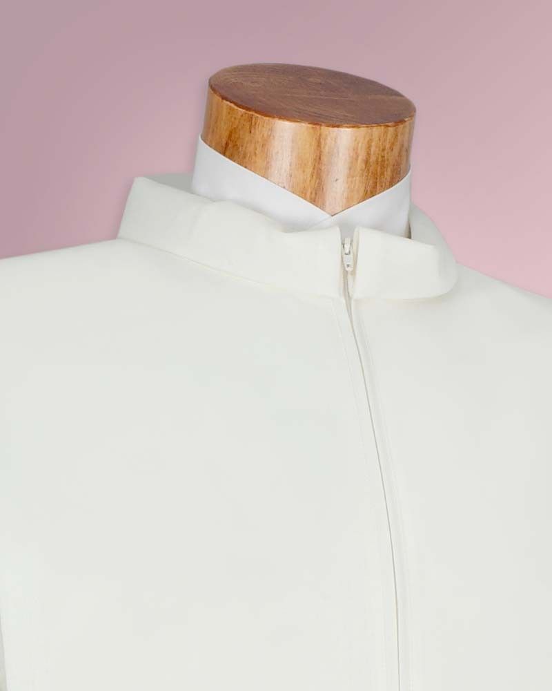 Priesteralbe 145 cm creme mit Webbordüre grau/beige