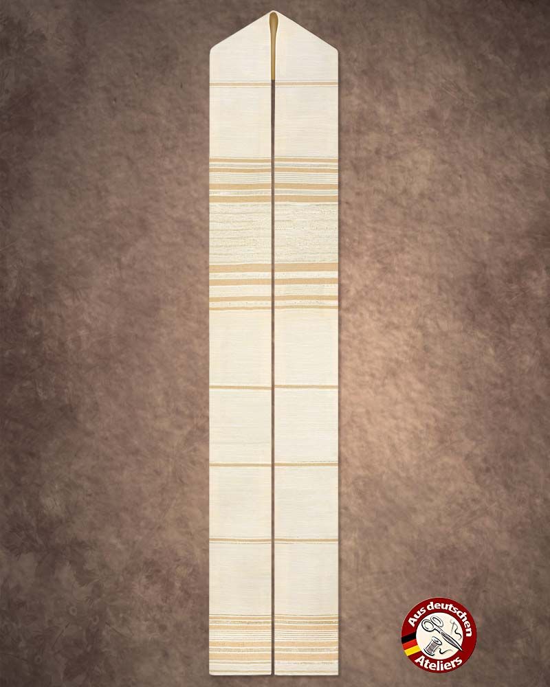 Priesterstola beige und gold, Handwebstoff 150 cm lang