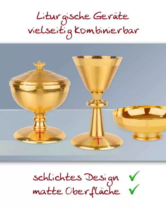 Ziborium matt, vergoldet 12 cm Ø mit Deckel 22 cm