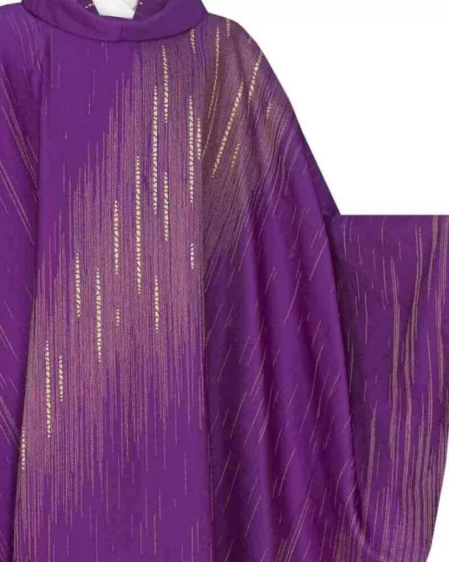 Kasel Flammenmeer violett mit Kragen und Innenstola