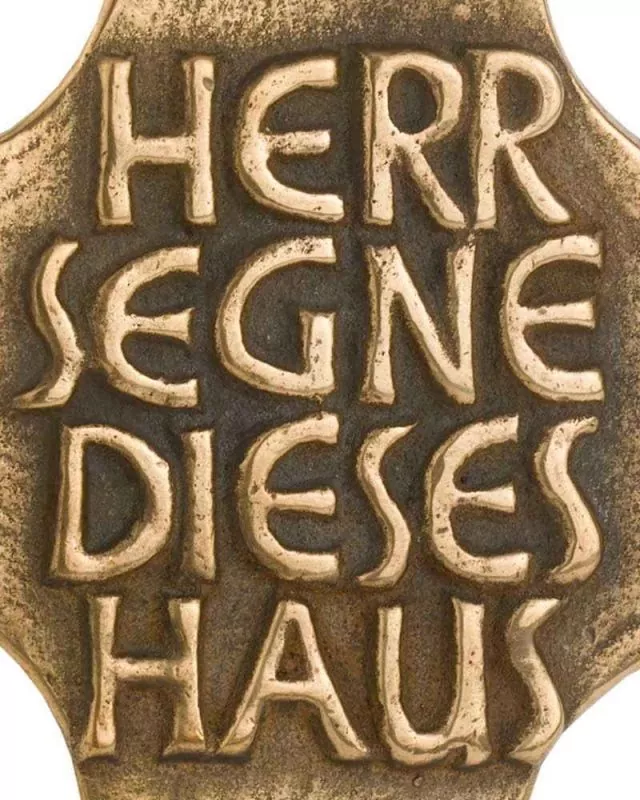 Bronzekreuz als Haussegen 9 cm für Wandbefestigung