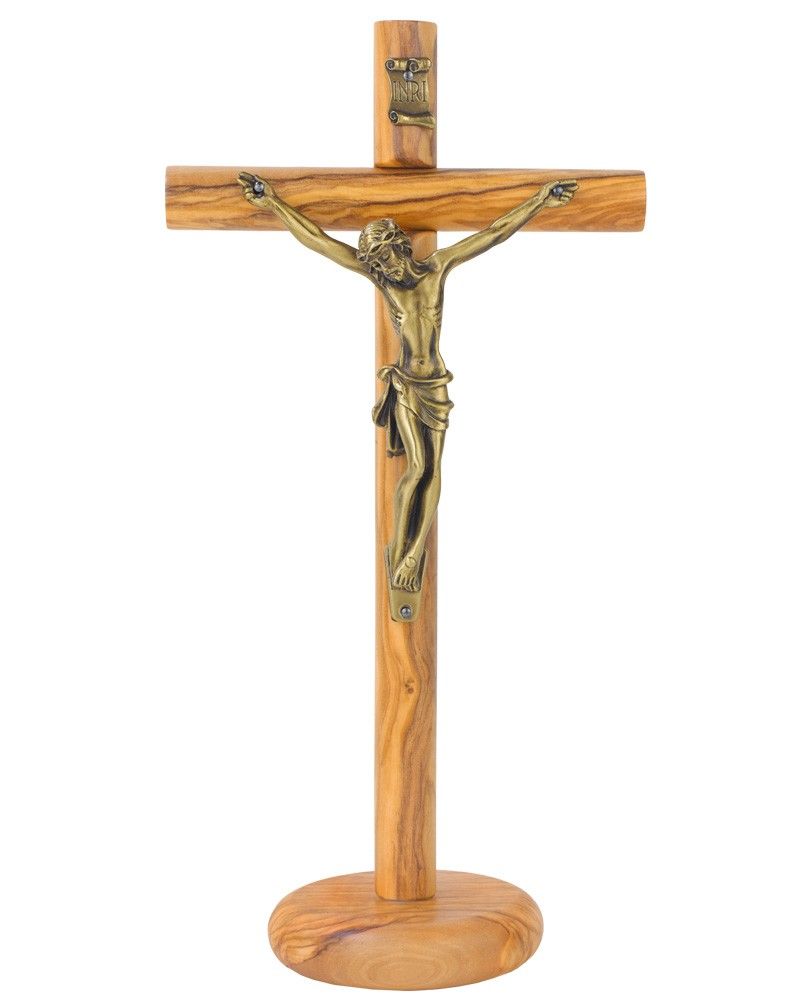 Stehkreuz mit Christuskörper Olivenholz 22 x 10 cm