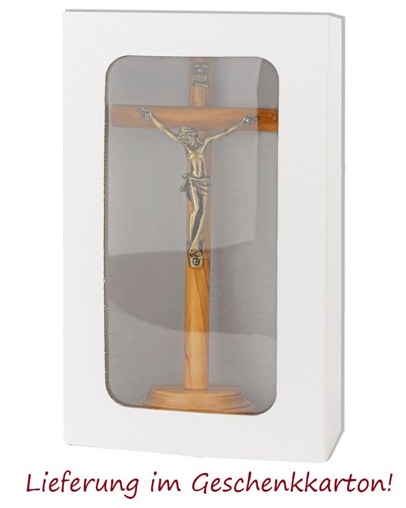Stehkreuz mit Christuskörper Olivenholz 22 x 10 cm