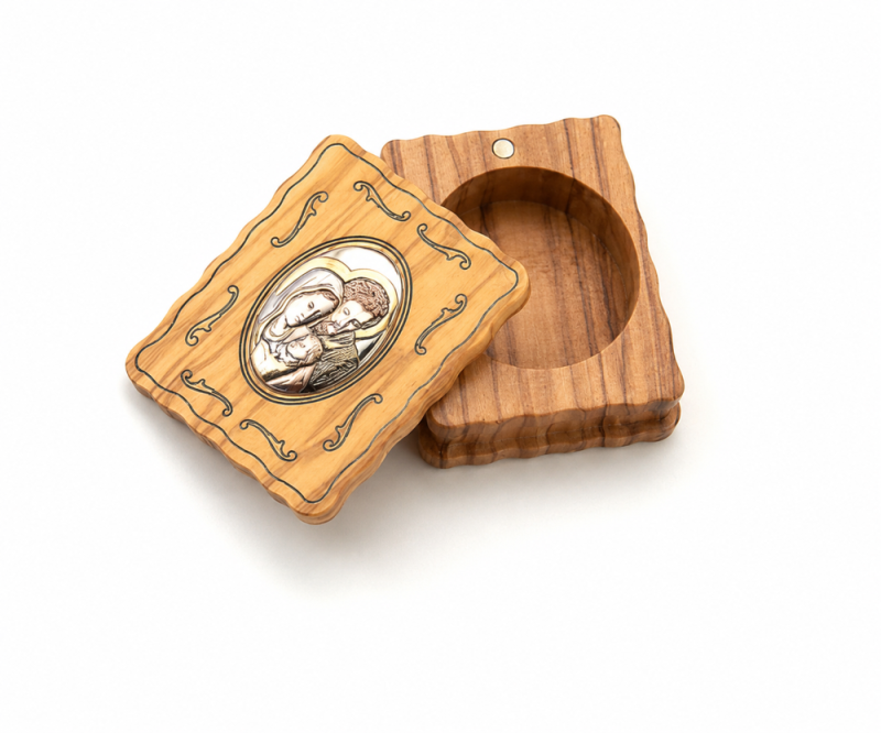 Buchdose für Rosenkranz Olivenholz 5 x 6  cm