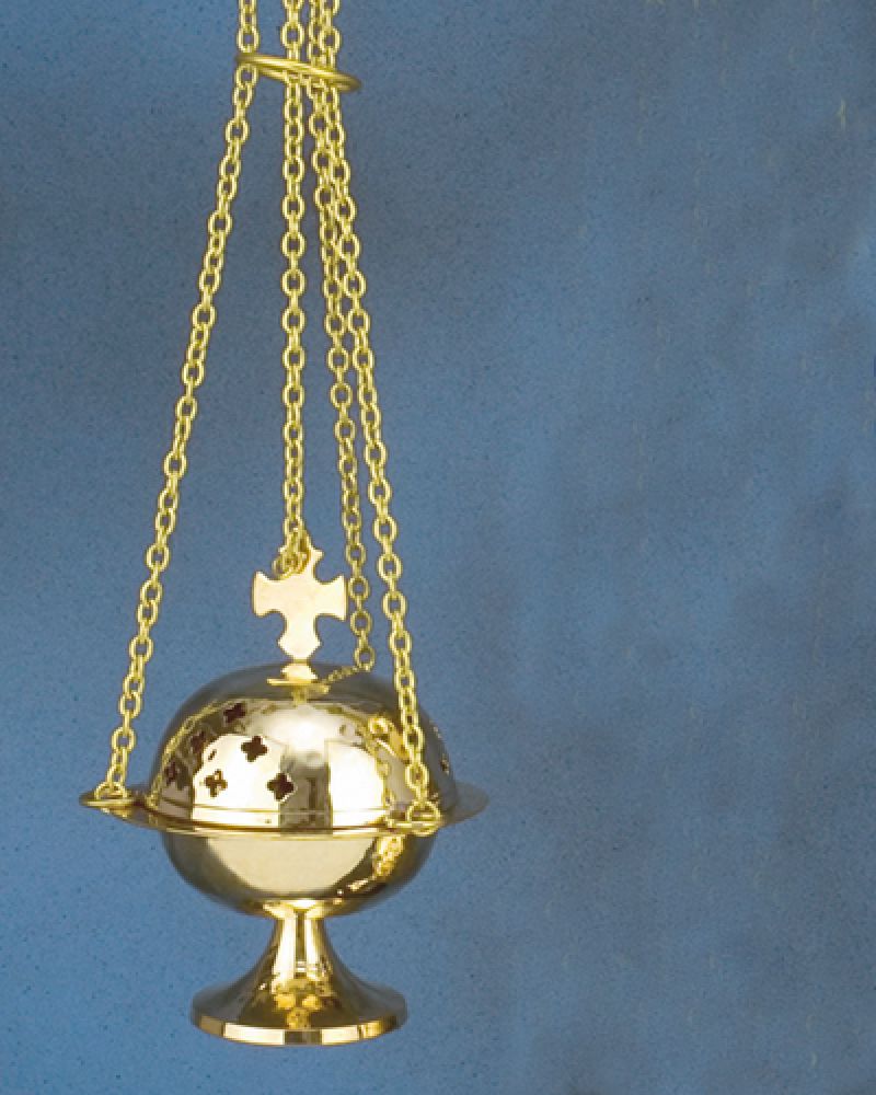 Rauchfass mit Einsatz 14 cm Messing gehämmert