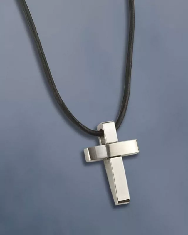Schmuckkreuz 20 x 30 mm Edelstahl mit Lederkordel Schmuckkreuz 20 x 30 mm Edelstahl mit Lederkordel