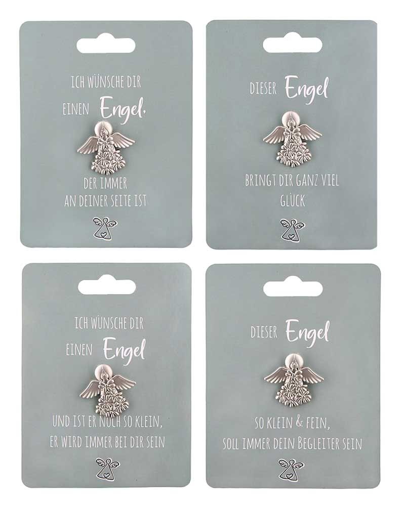 Anstecker Engel Set 4 Stück 3 x 3 cm mit Sprüchen