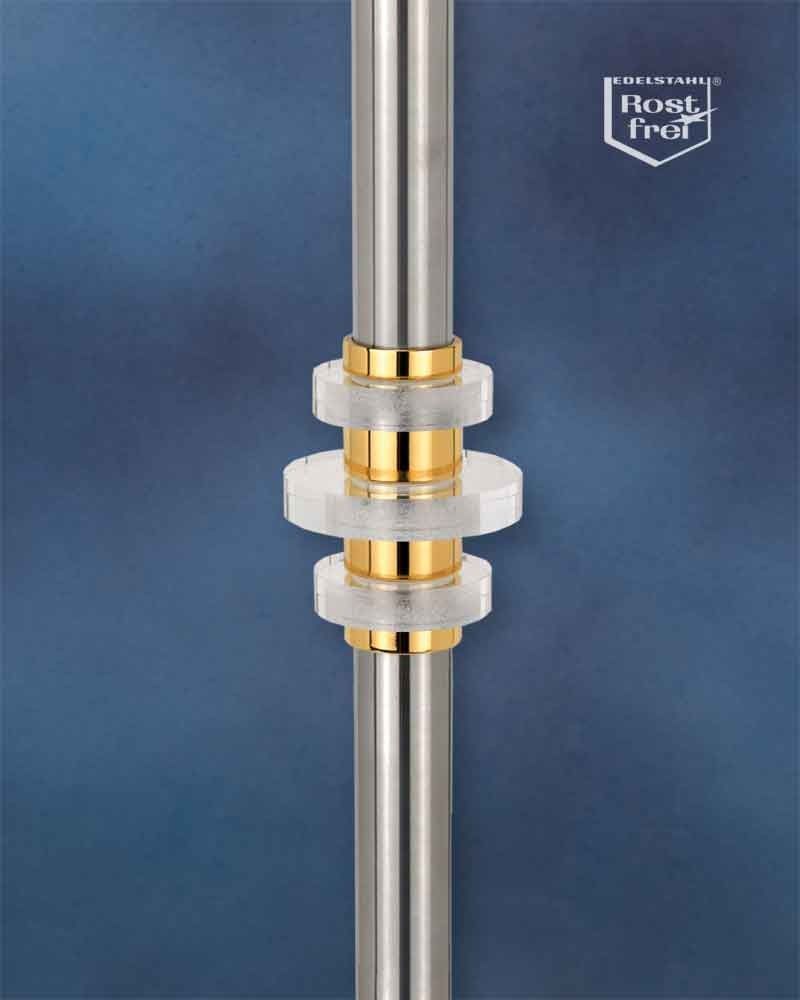 Standleuchter 70 cm Plexi Edelstahl & Messing
