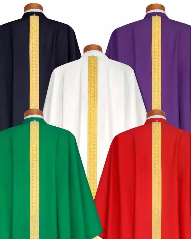 5 Kaseln mit Stola & Bordüre in liturgischen Farben