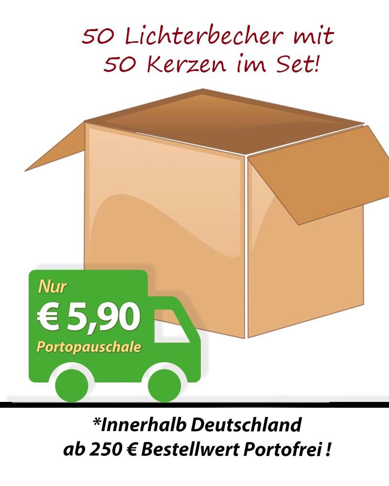50 Lichterbecher Osterlamm mit Kerzen 60 x 50 mm