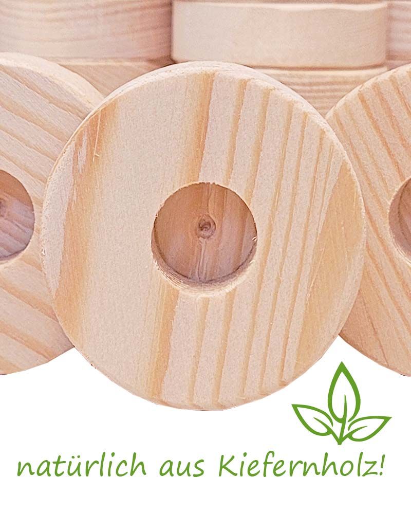 Holzleuchter Kiefernholz natur 50 mm Ø, 14 mm hoch