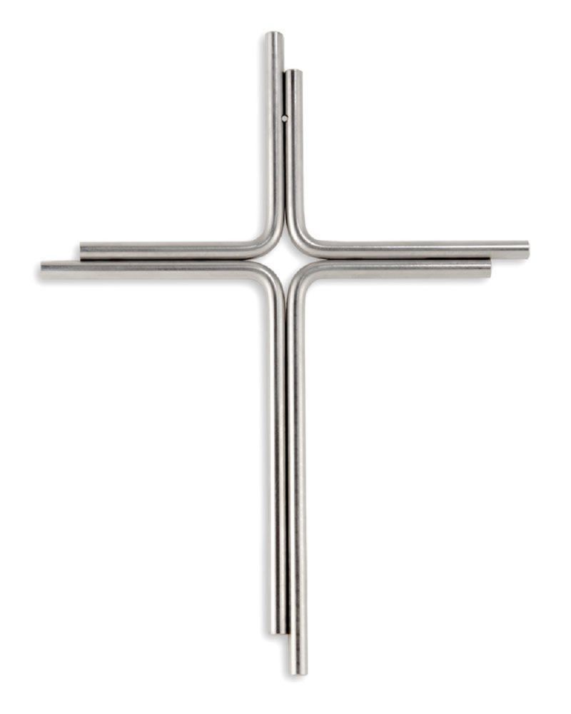 Wandkreuz schlicht 21x27cm aus Edelstahlrundrohr