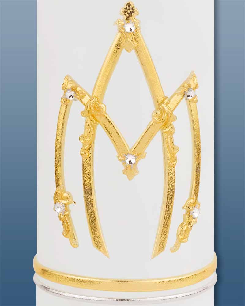 Marienkerze 225 x 70 mm mit goldenem Marienzeichen