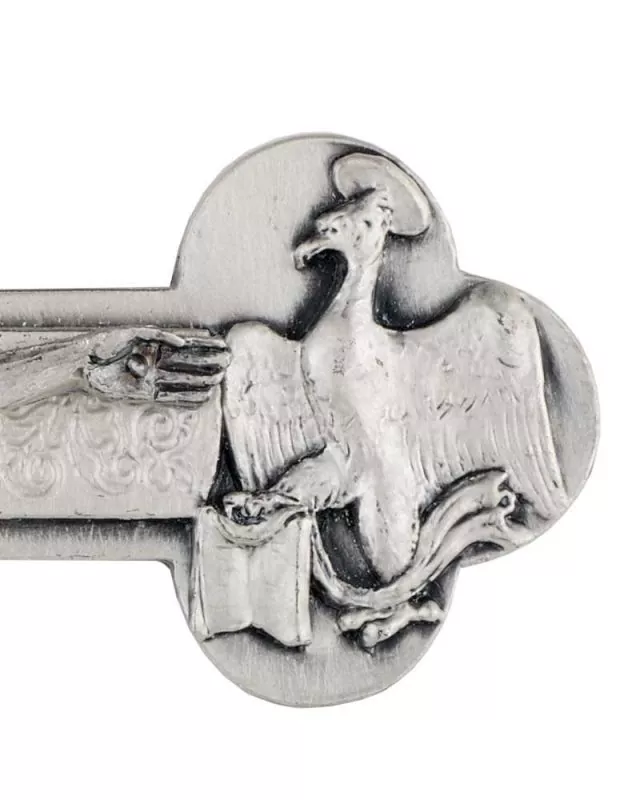 Kreuz 4 Evangelisten 13,5 cm antik Silber, mit Korpus