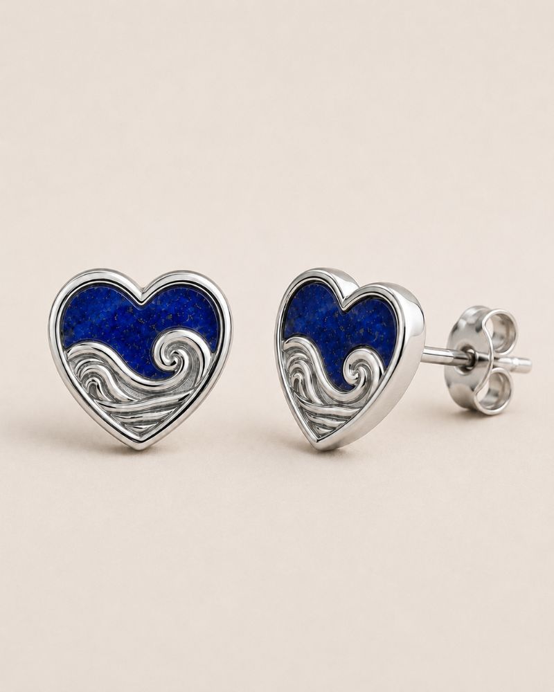 Ahava Ohrringe 8x8 mm Lapis Sterling Silber rhodiniert