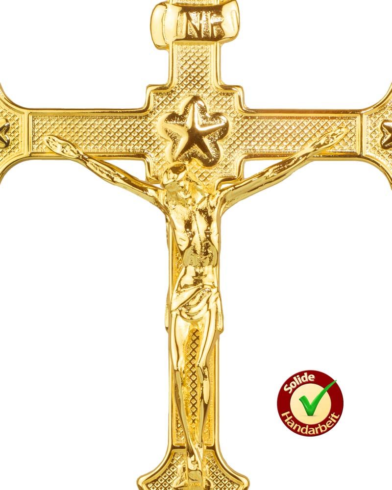 Altarkreuz 16 x 32 cm dreibeinig Messing poliert