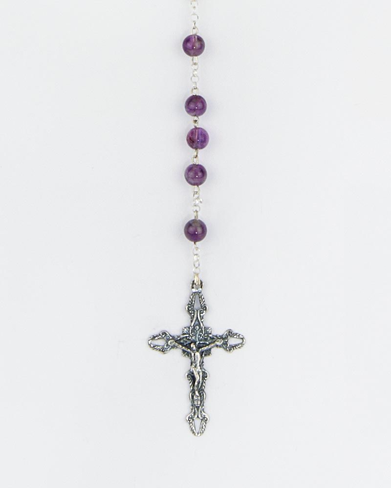Rosenkranz Sterling Silber Amethyst Perlen 6 mm Ø