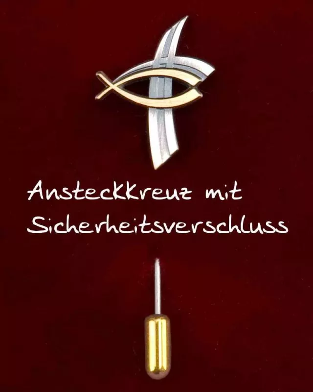 Priesterkreuz Fischsymbol 25 x 19 mm Anstecknadel