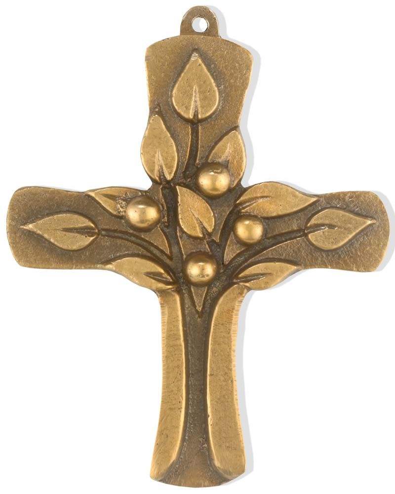 Kreuz bronziert 8 x 9,5 cm Früchte des Lebens