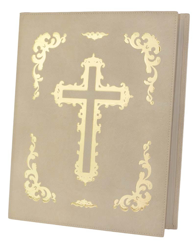 Goldenes Buch mit goldenem Kreuz Ringheftung A4