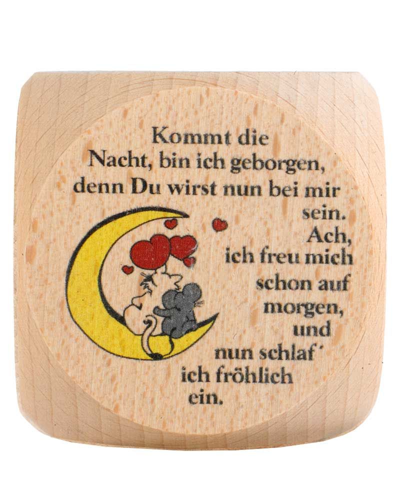 Gebetswürfel Abendgebete  Buche Natur 5,5 x 5,5 cm