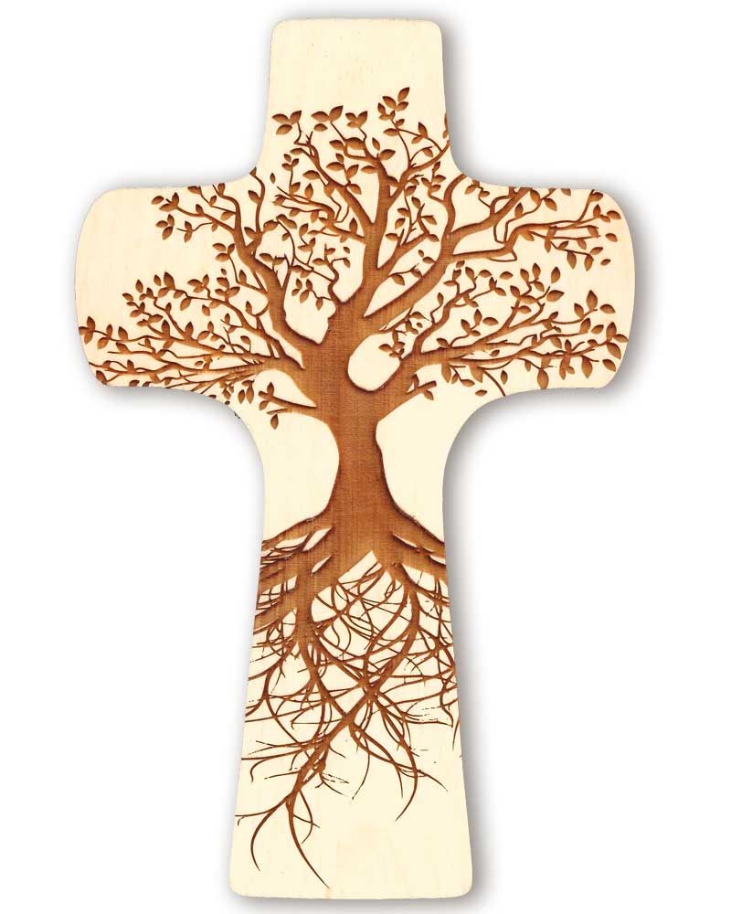 Wandkreuz aus Zirbenholz "Lebensbaum" 9 x 15 cm