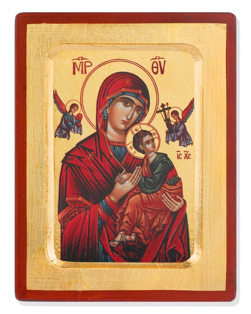 Ikone immerwährende Hilfe 10,5x13 cm auf Holzträger