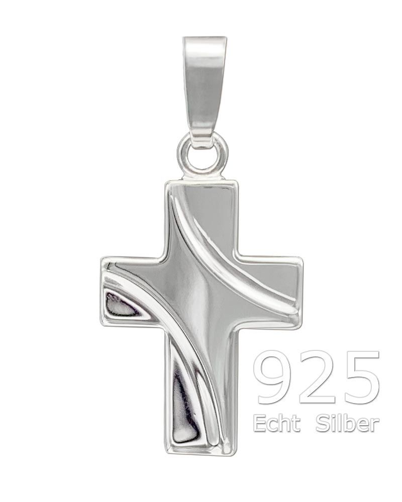 Kreuz Anhänger Silber geschwungen 11 x 15 mm