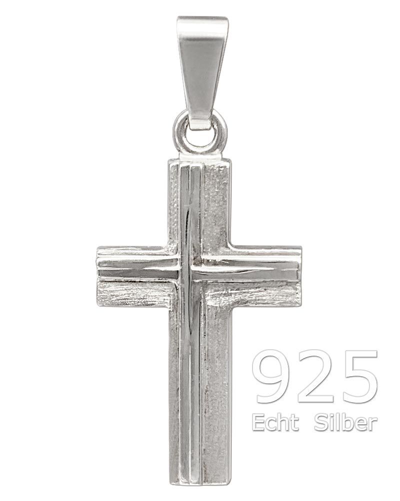 Kreuz Anhänger Stege poliert 11 x 18 mm 925 Silber
