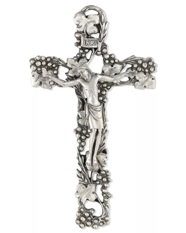 Kreuz antik Silber 13,5 cm hoch Weinstock mit Christuskörper