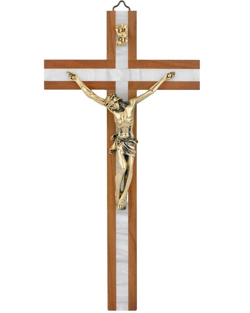 Wandkreuz mit goldfrabenem Christuskorpus 25 x 12,5 cm