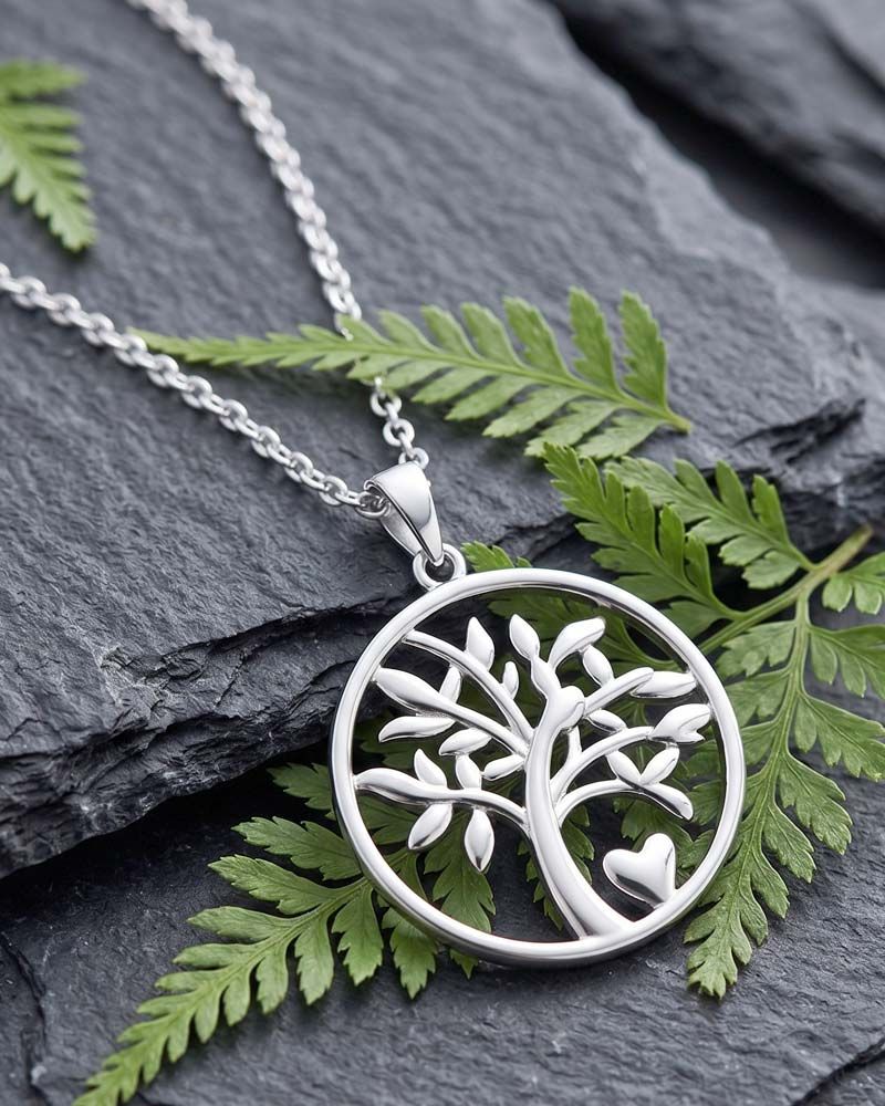 Lebensbaumanhänger 925 Sterling Silber 21 mm Ø