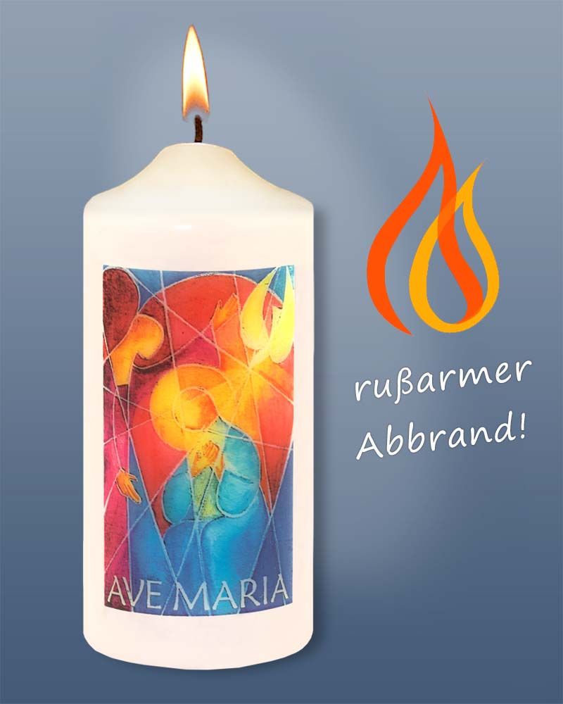 Tischkerze 120 x 50 mm, "Ave Maria" farbig bedruckt